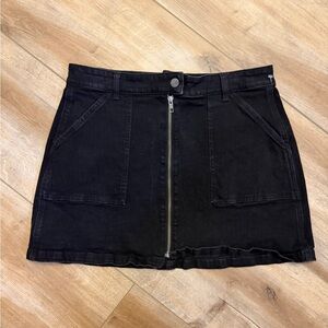 Madewell Black Denim Mini Skirt with Front Zipper